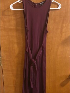 Express Plum Midi Sleeveless Tie-Back Dress